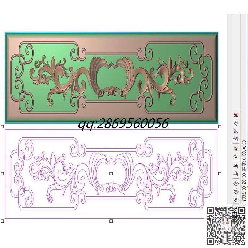 洋花抽屉围板精雕图床头柜抽斗花板灰度图仿古洋花抽屉面板