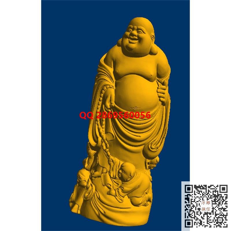 三子戏弥勒圆雕图stl送子弥勒佛摆件3d打印立体模型电脑数控雕刻图