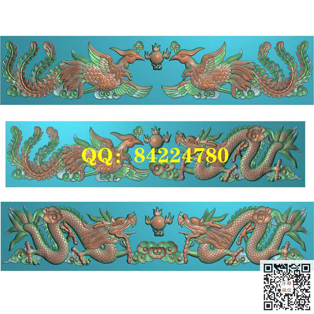 1360龙凤对称精雕图墓碑头