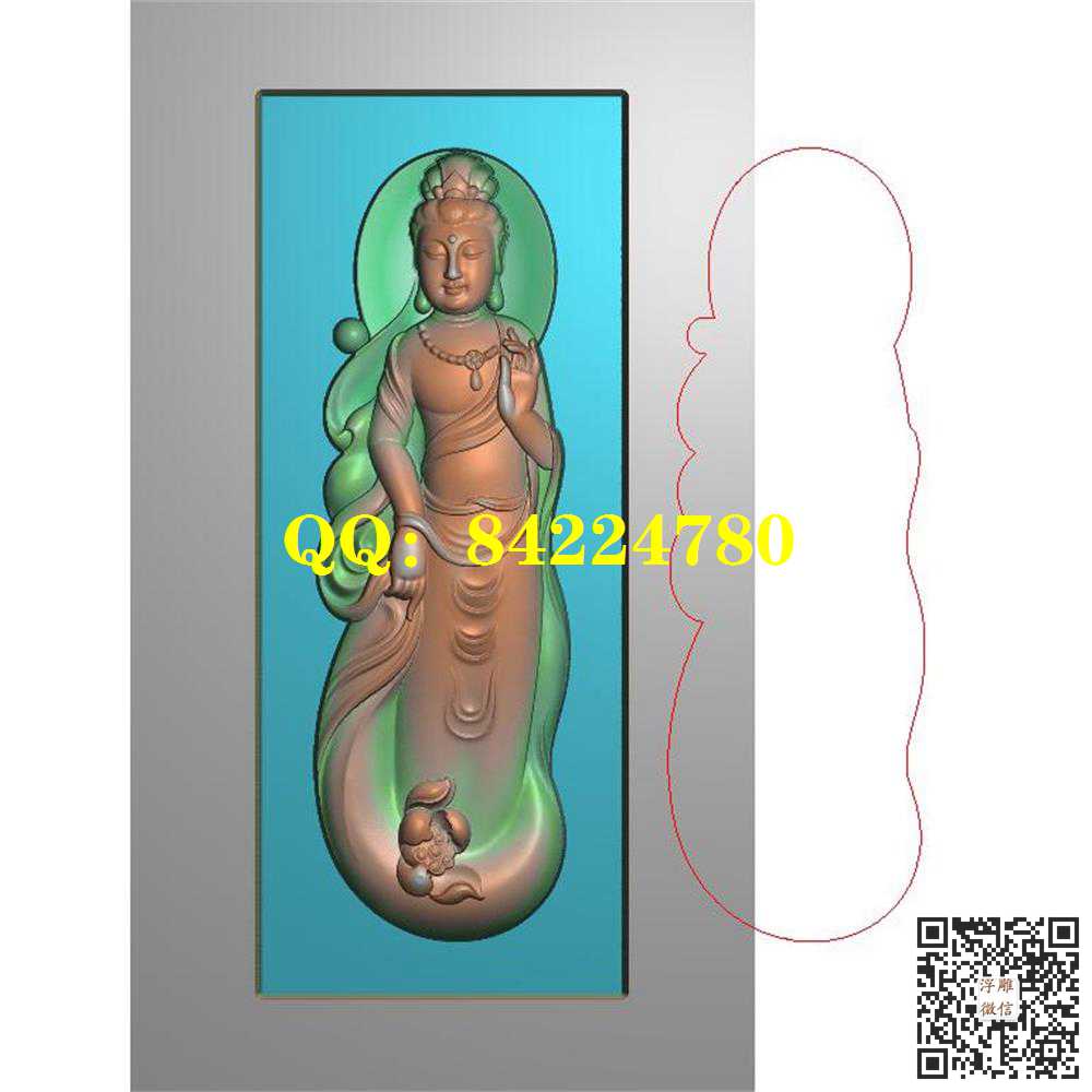 ZL038细长莲花坐观音精雕图灰度图 ZL038细长莲花坐观音精雕图灰度图