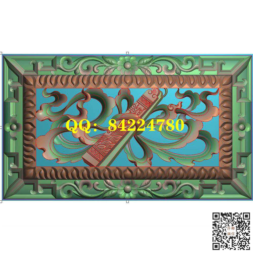 藏式八宝快板 精雕图灰度图