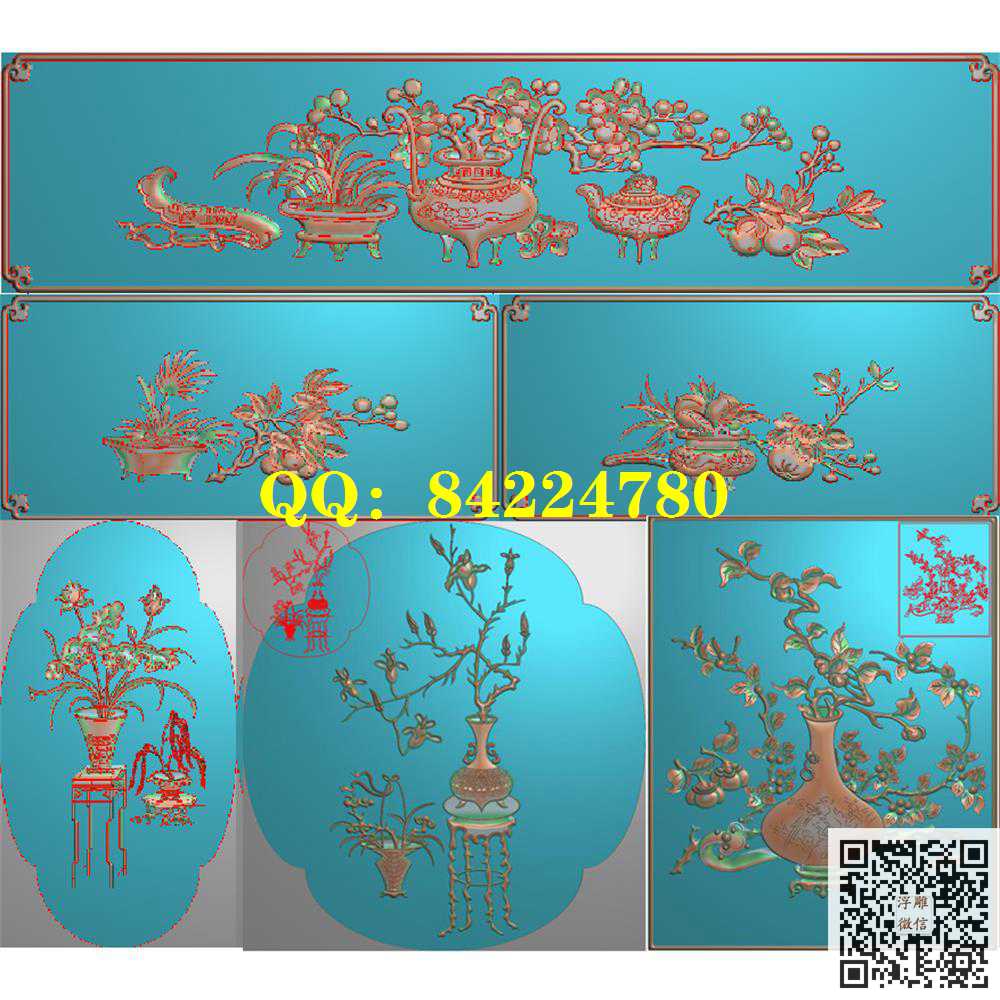 5.5COYP博古花瓶精雕图灰度图浮雕