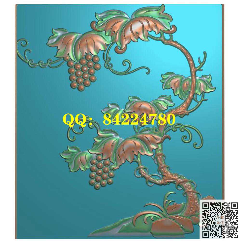 5.5葡萄藤门板精雕图灰度图
