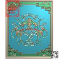 仿古边框蝙蝠铜钱云朵背板精雕图jdp灰度图蝙蝠祥云门板bmp电脑雕刻浮雕图数控雕刻机图素材